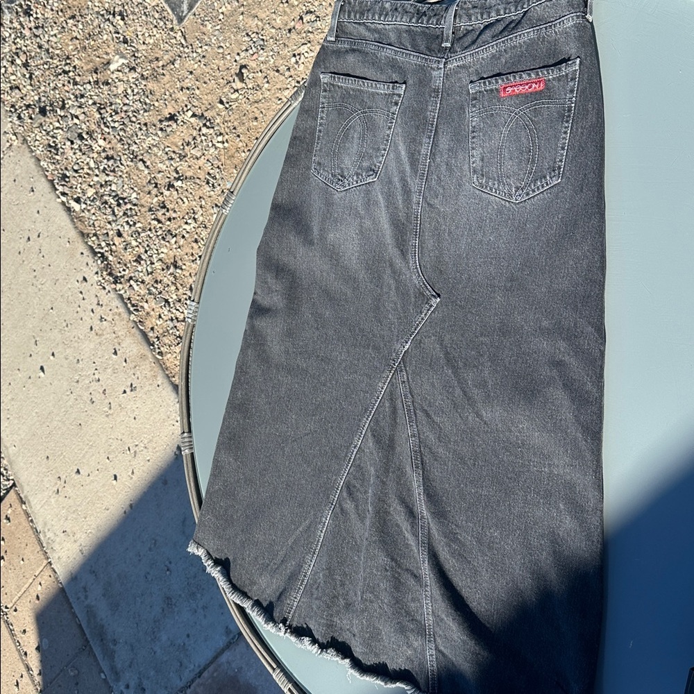 Johnny Was Sassoon Vienna back washed denim hi lo maxi skirt NWTS size 30” - Picture 9 of 9